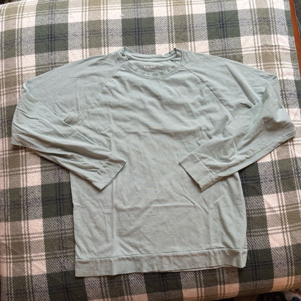 Bonobos Light Green Striped Long Sleeve Tee